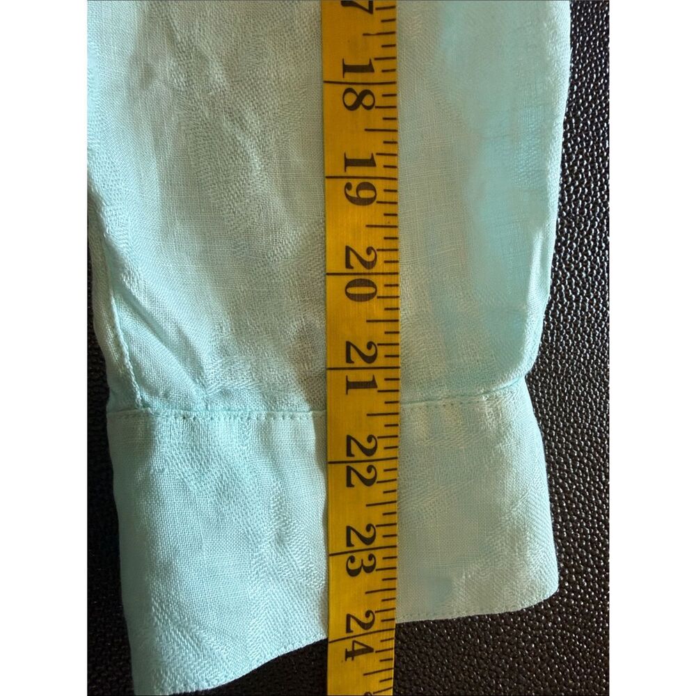 Tommy Bahama Seafoam Green Textured Linen Button-Front Shirt coastal cover up M - Picture 10 of 10